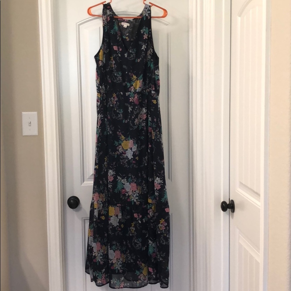 Floral Dark Blue Maxi Dress